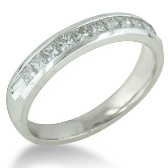 1/2 Carat Diamond Wedding Band In 14 Karat White Gold