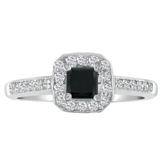 Hansa 2 Carat Princess Black Diamond Engagement Ring in 14k White Gold