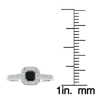Hansa 2 Carat Princess Black Diamond Engagement Ring in 14k White Gold