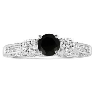 Hansa 1 Carat Black Diamond Engagement Ring in 14k White Gold