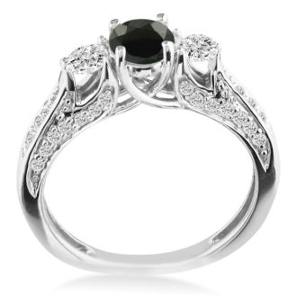Hansa 2 1/4 Carat Black Diamond Engagement Ring in 14k White Gold