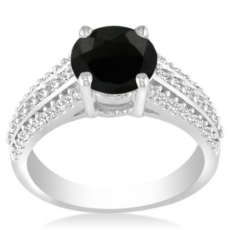 Hansa 1ct Black Diamond Engagement Ring in 14k White Gold