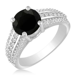 Hansa 1 1/3 Carat Black Diamond Engagement Ring in 14k White Gold