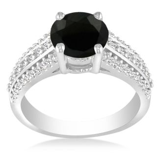 Hansa 1 1/3 Carat Black Diamond Engagement Ring in 14k White Gold