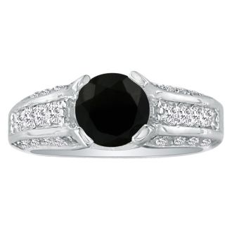 Hansa 1ct Black Diamond Engagement Ring in 14k White Gold

