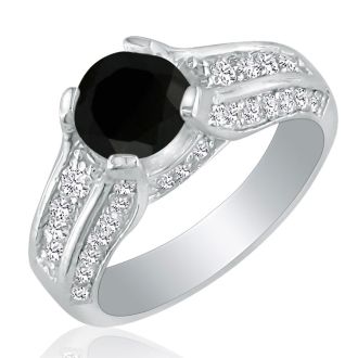 Hansa 1ct Black Diamond Engagement Ring in 14k White Gold
