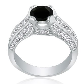 Hansa 1ct Black Diamond Engagement Ring in 14k White Gold
