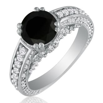 Hansa 2 2/3 Carat Black Diamond Engagement Ring in 14k White Gold