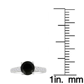 Hansa 3/4ct Black Diamond Round Engagement Ring in 14k White Gold, I-J, I2-I3 , Available Ring Sizes 4-9.5