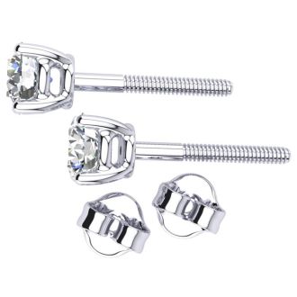 1/4 Carat Round Diamond Stud Earrings In Platinum