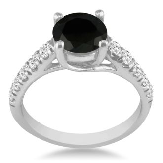 Hansa 2 Carat Black Diamond Engagement Ring in 14k White Gold