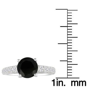 Hansa 2 Carat Black Diamond Round Engagement Ring in 14k White Gold