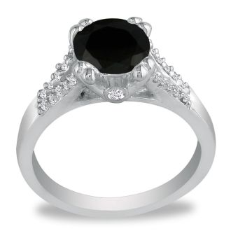 Hansa 1 1/4 Carat Black Diamond Engagement Ring in 14k White Gold