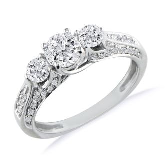 Hansa 1 1/2ct Diamond Round Engagement Ring in 14k White Gold, H-I, SI2-I1, Available Ring Sizes 4-9.5