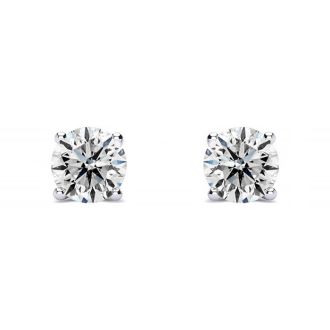 1/3 Carat Colorless Diamond Stud Earrings In 14 Karat White Gold