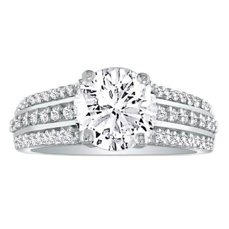 Hansa 1ct Diamond Round Engagement Ring in 14k White Gold, H-I, SI2-I1, Available Ring Sizes 4-9.5