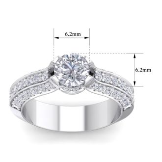 1 3/4 Carat Round Shape Diamond Engagement Ring In 14 Karat White Gold
