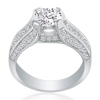 Hansa 2 3/4ct Diamond Round Engagement Ring in 14k White Gold, H-I, SI2-I1, Available Ring Sizes 4-9.5