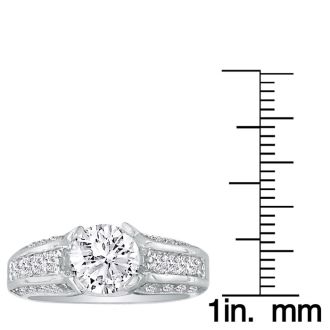 Hansa 2 3/4ct Diamond Round Engagement Ring in 14k White Gold, H-I, SI2-I1, Available Ring Sizes 4-9.5