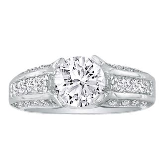 3.66 Carat Round Diamond Engagement Ring in 14k White Gold