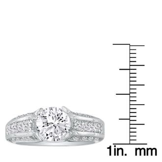 3.66 Carat Round Diamond Engagement Ring in 14k White Gold