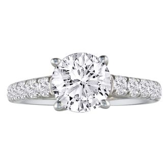1 1/2 Carat Round Diamond Engagement Ring in 18k White Gold