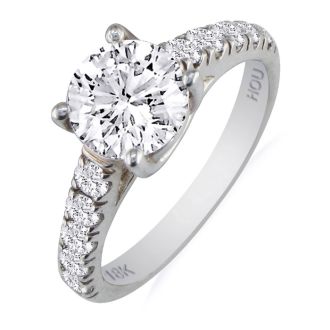 1 1/2 Carat Round Diamond Engagement Ring in 18k White Gold