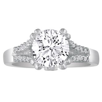 2/3 Carat Round Diamond Engagement Ring in 14k White Gold