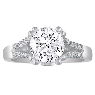 2/3 Carat Round Diamond Engagement Ring in 14k White Gold, H-I, SI2/I1,

