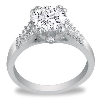 2/3 Carat Round Diamond Engagement Ring in 14k White Gold, H-I, SI2/I1,
