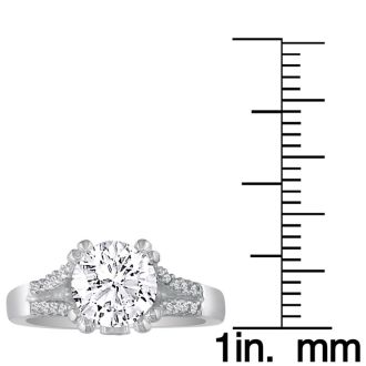 Hansa 1 3/4ct Diamond Round Engagement Ring in 14k White Gold, H-I, SI2-I1, Available Ring Sizes 4-9.5
