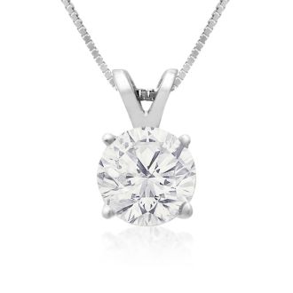 1ct Diamond Solitaire Pendant in 14k White Gold 
