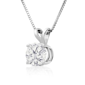 1ct Diamond Solitaire Pendant in 14k White Gold 
