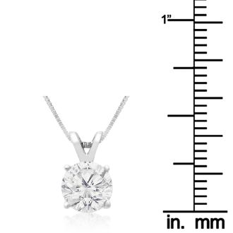 1ct Diamond Solitaire Pendant in 14k White Gold 
