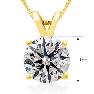2.00ct 14k Yellow Gold Diamond Pendant, 4 stars