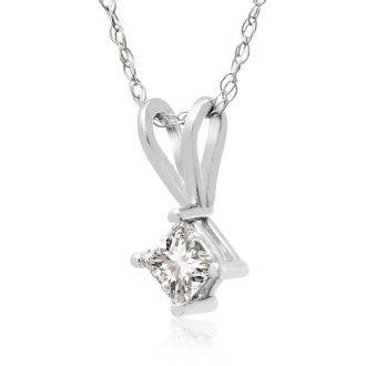 1/5ct Princess Diamond Pendant in 14k White Gold