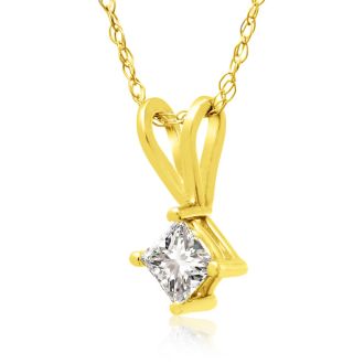 1/5ct 14k Yellow Gold Princess Diamond Pendant