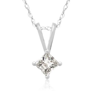 1/5ct 14k White Gold Princess Diamond Pendant
