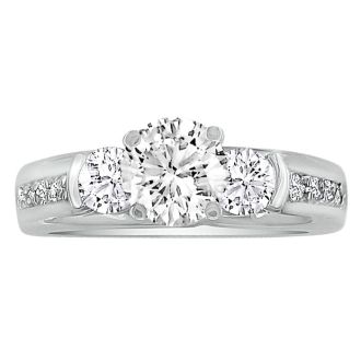 1.65ct Diamond Engagement Ring In 14K White Gold, 1ct Center Stone