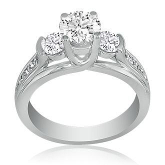 1.65ct Diamond Engagement Ring In 14K White Gold, 1ct Center Stone