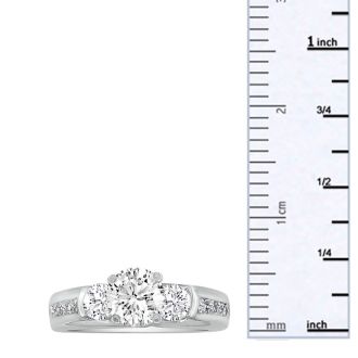 1.65ct Diamond Engagement Ring In 14K White Gold, 1ct Center Stone