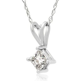 1/3ct 14k White Gold Princess Diamond Pendant