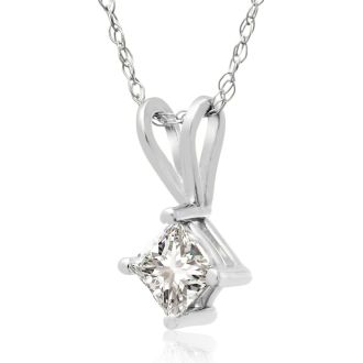 1/3ct 14k White Gold Princess Diamond Pendant, Sale Priced.