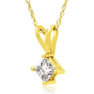 1/3ct 14k Yellow Gold Princess Diamond Pendant, Sale Priced.