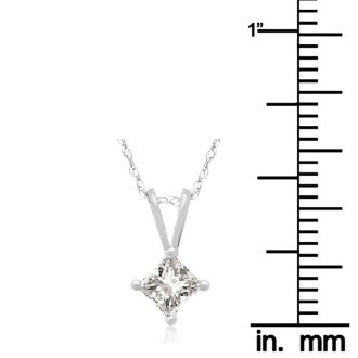 1/3ct 14k White Gold Princess Diamond Pendant