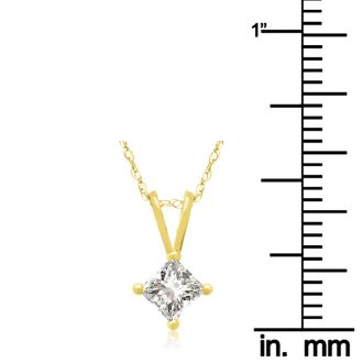 1/3ct 14k Yellow Gold Princess Diamond Pendant