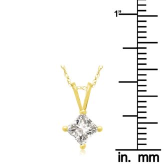 1/2ct 14k Yellow Gold Princess Diamond Pendant