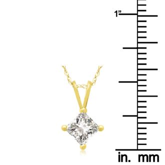 2/3ct 14k Yellow Gold Princess Diamond Pendant