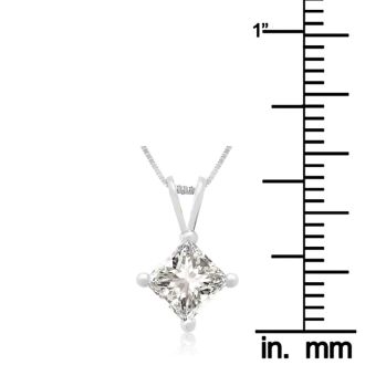 3/4ct 14k White Gold Princess Diamond Pendant