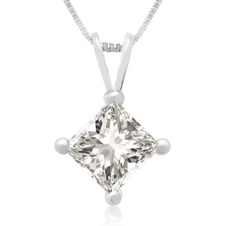 .85ct 14k White Gold Princess Diamond Pendant